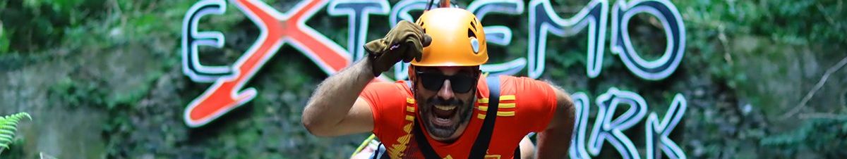 Person ziplining during a canopy tour at Monteverde Extremo Park, Costa Rica.